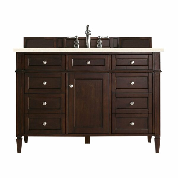 James Martin Vanities Brittany 48in Single Vanity, Burnished Mahogany w/ 3 CM Eternal Marfil Quartz Top 650-V48-BNM-3EMR